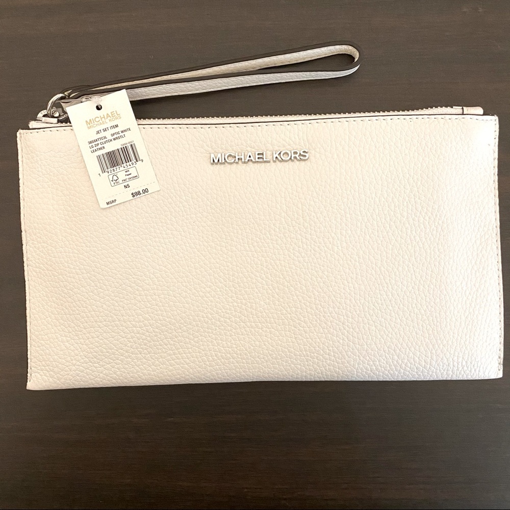 Michael Kors Jet Set Lg Zip Leather Clutch